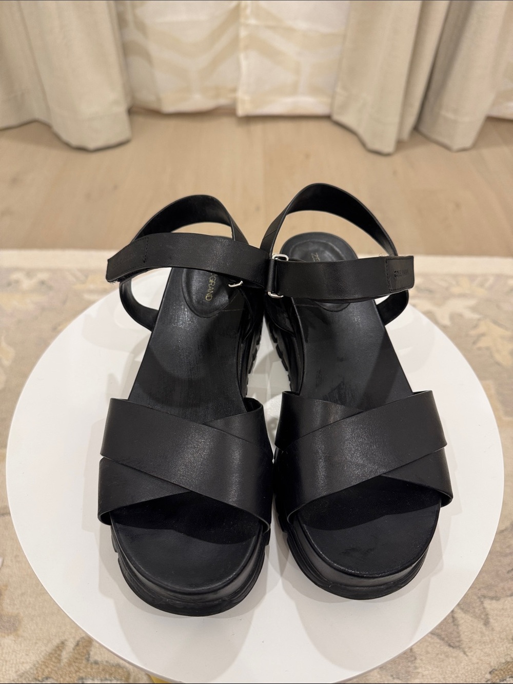 Cole Haan Black Cross-Strap Platform Sandals